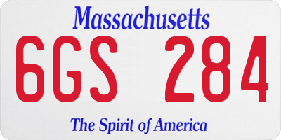 MA license plate 6GS284