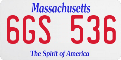MA license plate 6GS536