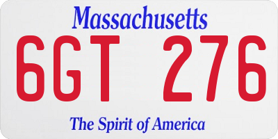 MA license plate 6GT276