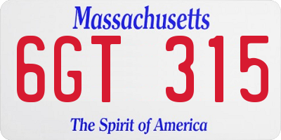 MA license plate 6GT315