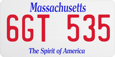 MA license plate 6GT535