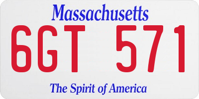 MA license plate 6GT571
