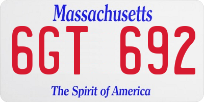 MA license plate 6GT692