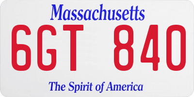 MA license plate 6GT840