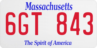 MA license plate 6GT843