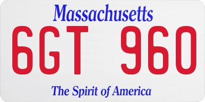 MA license plate 6GT960