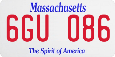MA license plate 6GU086