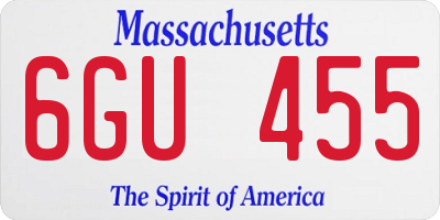 MA license plate 6GU455