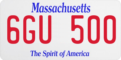 MA license plate 6GU500