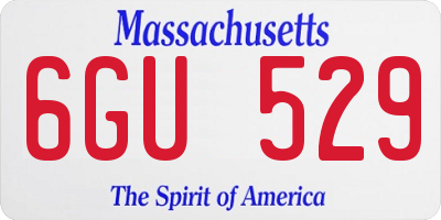 MA license plate 6GU529