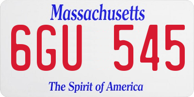 MA license plate 6GU545
