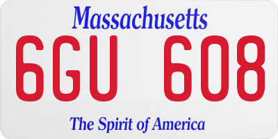 MA license plate 6GU608