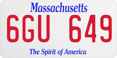 MA license plate 6GU649
