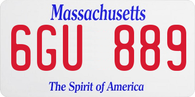 MA license plate 6GU889