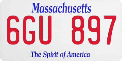 MA license plate 6GU897