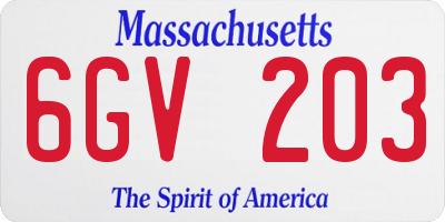 MA license plate 6GV203