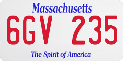 MA license plate 6GV235