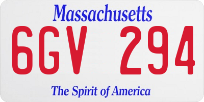 MA license plate 6GV294