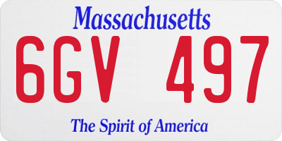 MA license plate 6GV497