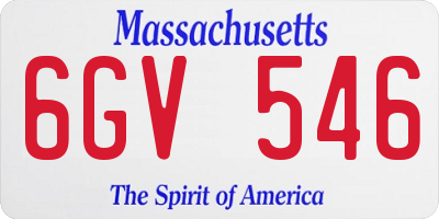 MA license plate 6GV546