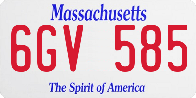 MA license plate 6GV585