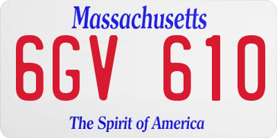 MA license plate 6GV610