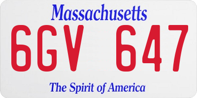 MA license plate 6GV647