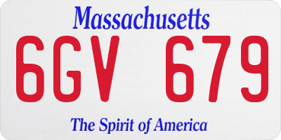 MA license plate 6GV679