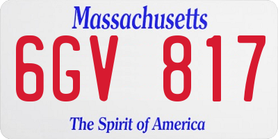 MA license plate 6GV817