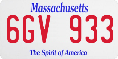 MA license plate 6GV933