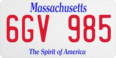 MA license plate 6GV985