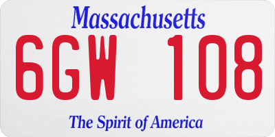 MA license plate 6GW108