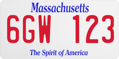 MA license plate 6GW123