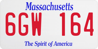 MA license plate 6GW164