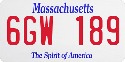 MA license plate 6GW189