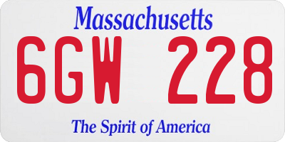 MA license plate 6GW228