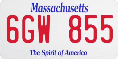 MA license plate 6GW855