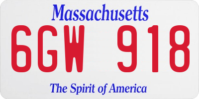 MA license plate 6GW918