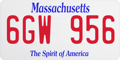MA license plate 6GW956