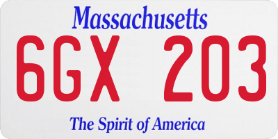 MA license plate 6GX203