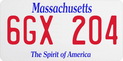 MA license plate 6GX204