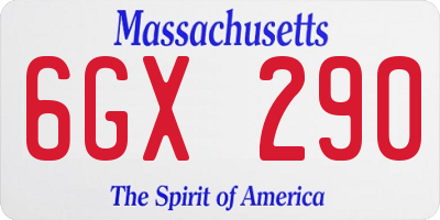 MA license plate 6GX290