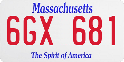 MA license plate 6GX681