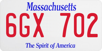 MA license plate 6GX702