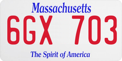 MA license plate 6GX703