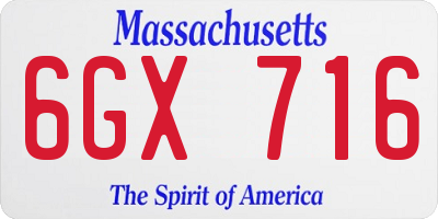 MA license plate 6GX716