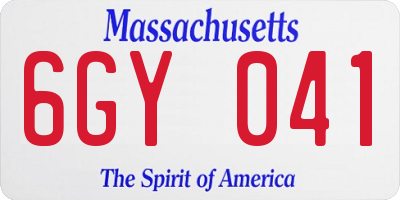 MA license plate 6GY041
