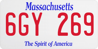 MA license plate 6GY269