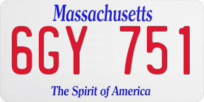 MA license plate 6GY751