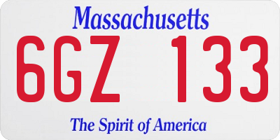 MA license plate 6GZ133
